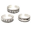 Sterling Silver Greek Key Toe Ring Set