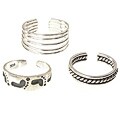Sterling Silver Footprint Twist Toe Ring Set