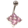 Surgical Steel Four-crystal Curved Barbell Belly Ring