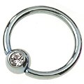 Stainless Steel/ Titanium Crystal Hoop Body Ring