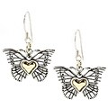 14k Gold/ Silver Butterfly Heart Earrings