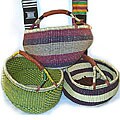 Set of 3 Straw Traditional Tribal Baskets (Ghana)