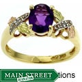 Black Hills Gold Amethyst and Diamond Ring