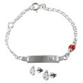 Sterling Silver Lady Bug Children's Bracelet/ Earring Set