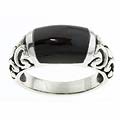 Sterling Silver Black Onyx Filigree Ring