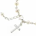 Sterling Essentials Sterling Silver Pearl Children's Cross Bracelet (4 mm)