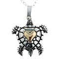 Sterling Silver and 14k Gold Turtle Necklace