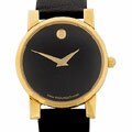 Movado Moderna Women's Goldtone Black Strap Watch