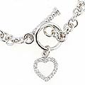 Tressa Sterling Silver CZ Open Heart Charm Bracelet
