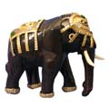 Gold Wooden Elephant Sculpture
