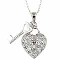 Icz Stonez Sterling Silver CZ Heart and Key Necklace