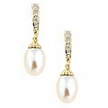 Kabella 14k Gold Cultured FW Pearl Diamond Earrings