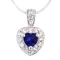 Icz Stonez Sterling Silver Blue CZ Heart Pendant