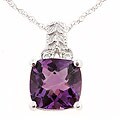 14k White Gold Diamond Amethyst Pendant