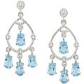 10k White Gold Blue Topaz Diamond Earrings