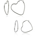 Sterling Silver Heart Hoop Earring Set