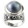 Sterling Silver Mabe Cultured Pearl Ring