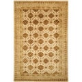 Handmade Classic Agra Beige/ Dark Brown Wool Rug (6' x 9')