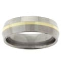 Men's Titanium and 14k Gold Beveled Band (6.8 mm)