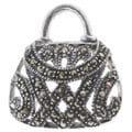 Glitzy Rocks Sterling Silver Marcasite Purse Pin