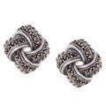 Glitzy Rocks Sterling Silver Marcasite Love Knot Earrings