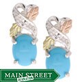 Black Hills Gold Silver & 14-kt Gold Diamond Turquoise  Earrings