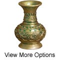 Gold Lacquer Vase with Inlaid Glass