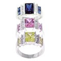 Icz Stonez Sterling Silver Color and White CZ Ring