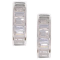 Sterling Silver CZ Baguette Hoop Earrings