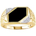 Miadora 14-kt. Yellow Gold Diamond Black Agate Ring