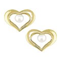 10k Gold Cultured Freshwater Pearl Heart Earrings