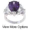 Icz Stonez Rhodium-plated Sterling Silver Teardrop CZ Ring