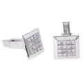 Icz Stonez Sterling Silver Plated CZ Cuff Links