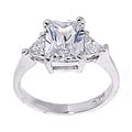 Icz Stonez Sterling Silver Radiant-cut CZ Ring