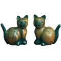 Handcarved Wooden Pair of Cats
