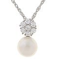Sterling Silver Cultured FW Pearl and CZ Necklace (8 mm)