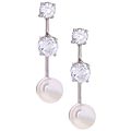 Sterling Silver Freshwater Pearl and CZ Earrings (6 mm)
