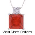 Icz Stonez Sterling Silver Colored Princess CZ Pendant (5 options)
