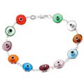 Sterling Silver Multicolor Eye Design Bracelet