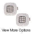 Icz Stonez Sterling Silver CZ Square Cuff Links