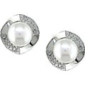 Miadora 14-kt White Gold 1/10ct TDW Diamond Freshwater Pearl Earrings (H-J, I1-I2)