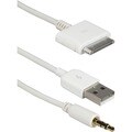 QVS Hi-fi Stereo Audio & USB Charger Cable for iPod, iPhone & iPad/2/