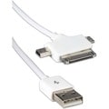 QVS 2-Meter USB Dock Sync & Charger 3-in-1 Cable for iPod/iPhone and