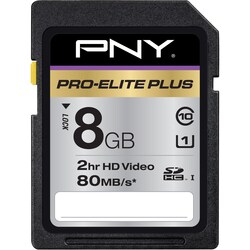 PNY Pro-Elite Plus 8 GB Secure Digital High Capacity (SDHC) - 1 Card/