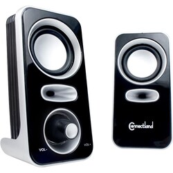 Connectland CL-SPK20116 2.0 Speaker System - 6 W RMS - Silver, Black