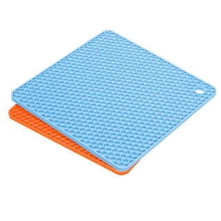 Silicone Trivet Mats Pcs Square Hot Pan Pads Hot Pot Holder Orange Light Blue Orange Light