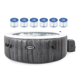 Intex Purespa Plus Greywood Portable Inflatable Hot Tub Bubble Spa With Easy Set Pool Spa
