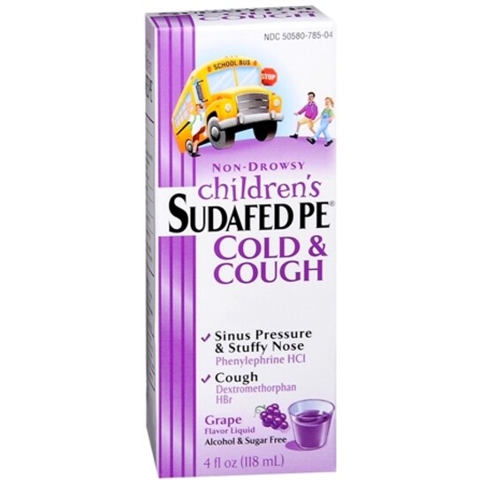 SUDAFED PE Children s Cold Cough Liquid Grape 4 Oz 18650435 