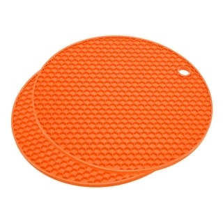 Silicone Trivet Mats 2pcs Round Hot Pan Pads Honeycomb Drying Mat Orange Bed Bath Beyond