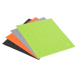 Silicone Trivet Mats Pot Holder Hot Pads Heat Resistant Mat 4Pcs Black Grey Green Orange Bed